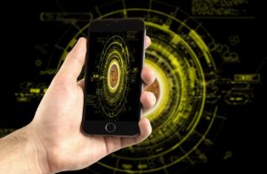 Symbol Bitcoin na ekranie telefonu