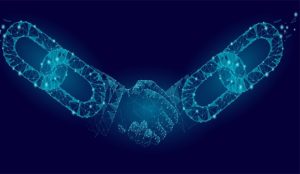 inteligentne kontrakty dwie dłonie z łańcucha uścisk dłoni