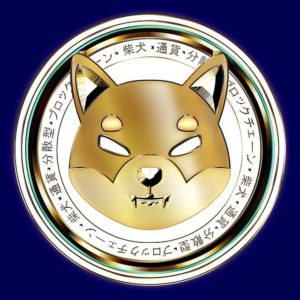 shiba inu coin ns granatowym tle
